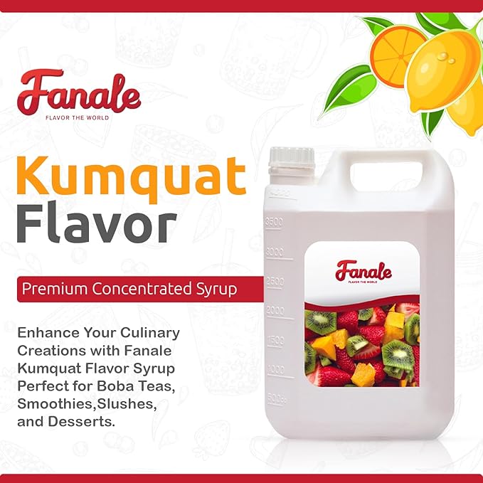 Fanale Premium Flavoring Concentrated Syrup for Bubble Tea 11 lb | Kumquat Flavor Syrup | for Boba Tea, Smoothies, Slushes, Desserts | 11lb | Pack of 4 | SRP150-CS