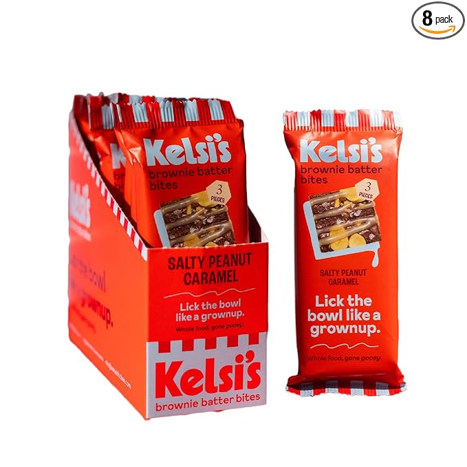 Kelsi's Brownie Batter Bites 8 x 1.5oz Dairy Free/Gluten Free Dessert/Soy Free Chocolate/Paleo Candy (Salty Peanut Caramel)