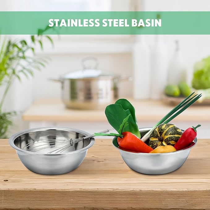 Pinkunn Set of 12 Stainless Steel Mixing Bowls, Nesting Metal Prep Salad Bowl Bulk Kitchen Large Reusable Baking Food Container for Hotel Restaurant Home Cooking, Silver(10.2 x 3.26 Inch)