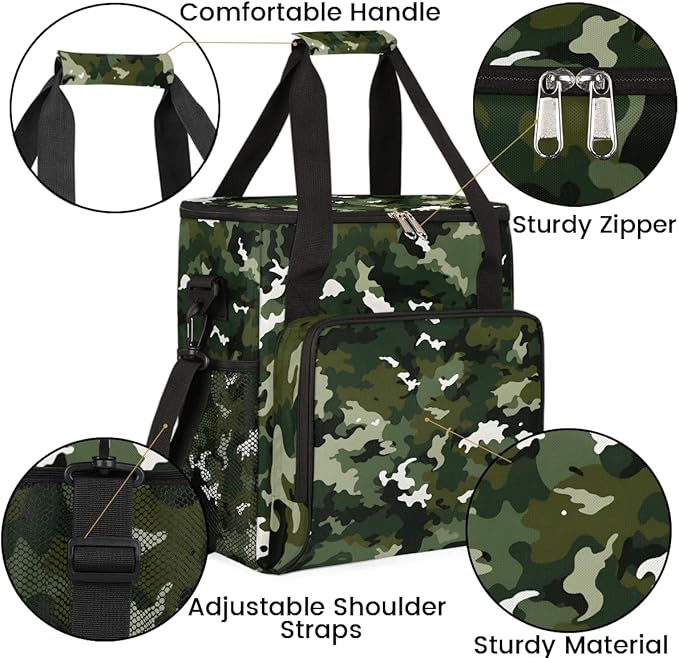 Camouflage Green Coffee Maker Carring Bag for Keurig K-Mini or K-Mini Plus, Single Serve Coffee Brewer Carrying Case with Multiple Pockets for K-Cup Pods,Storage mini Tote Case for Travel(Bag Only)