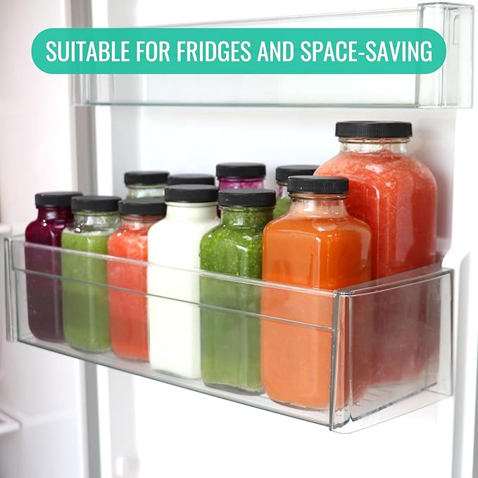 32 oz Glass Juice Bottles with Lids 2 Pack,Reusable Glass Drink Bottles,1000ml Water Drinking Jars for Milk,Juicing,Kombucha,Ginger,Beverage Glassware,Juice Drinking Jars