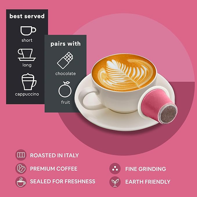 WOKEN COFFEE Compostable Nespresso Pods - Portofino Medium Roast Italian Espresso Coffee Capsules Compatible With Nespresso Coffee Machine (80 Pod Count, 8 Boxes)