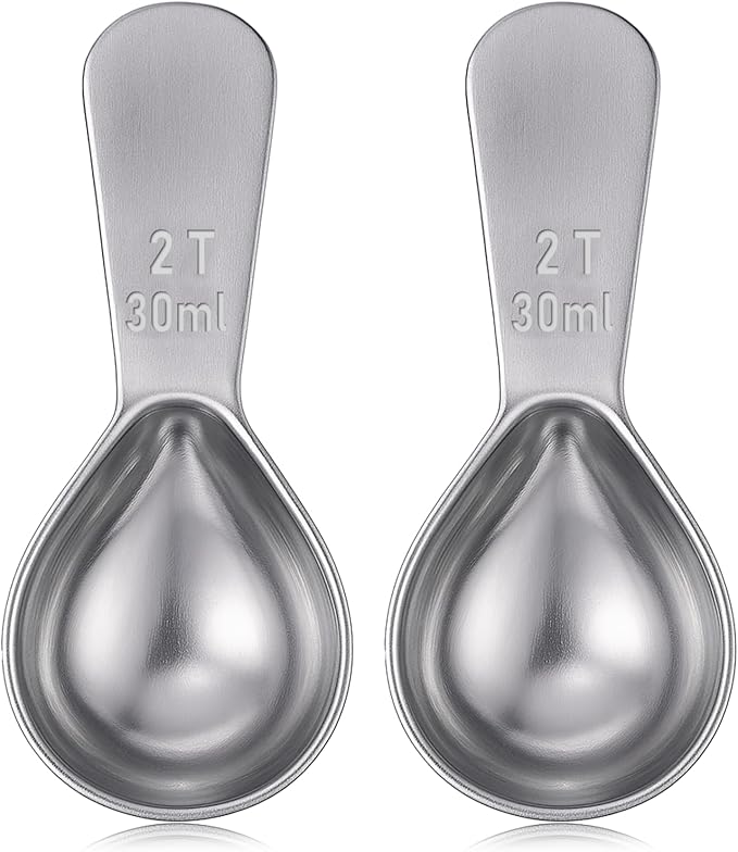 2 Pcs 2 Tbsp Scoop, Stainless Steel 2 Tablespoon Capacity, 30ml Short-Handled Coffee Scoop for Ground Coffees Fits Inside Canisters