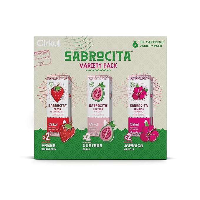 Cirkul Sabrocita Flavor Cartridge Variety Pack, 6-Pack (2 Strawberry, 2 Guava, 2 Hibiscus), No Sugar, Zero Calorie Drink Mix
