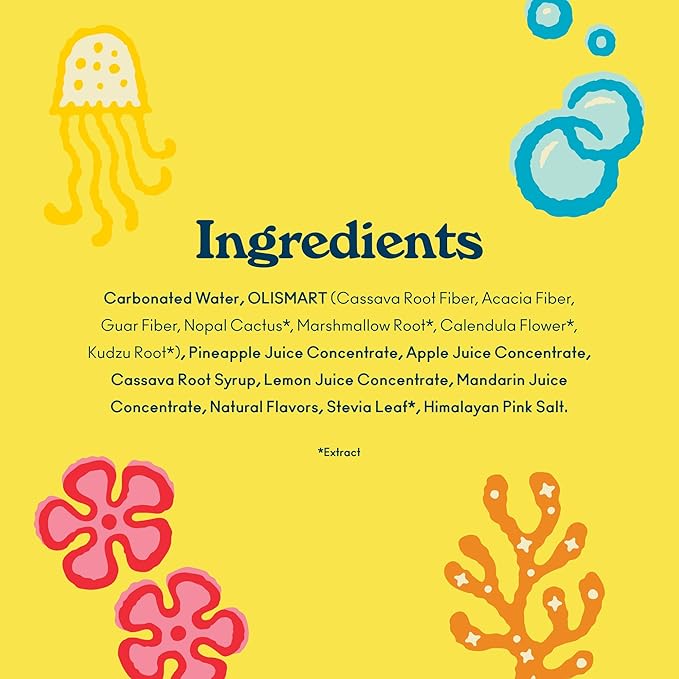 OLIPOP Prebiotic Soda Pop, SpongeBob Pineapple Paradise, Pantry Pack Packed with Prebiotics, Fiber, and Botanicals, Gluten Free, Vegan, GMO Free, 12oz Skinny Can (12-Cans)
