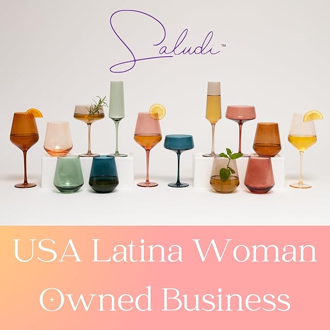 Saludi Colored Shot Glasses, 2oz (Set of 6) Multi-Color Glass with Wood Paddle - Luxury, Durable, Hand-Blown