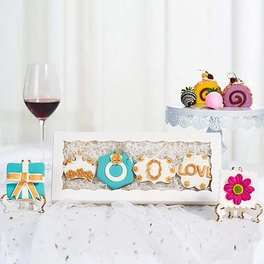 100PCS 12 x 5 x 1.5 inches Auto-Popup One Piece Premium Cookie Boxes with Window, Bakery Box for Holiday Cookie Gift Sets