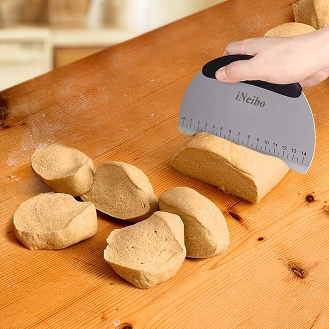 iNeibo Professional Baking Tools Biscuit Cutter Set Dough Blender/Cutter Round Cookies Cutter with Handle + Pastry Scraper+Egg Separator Heavy Duty Baking Dough Tools Pastry Utensils (Baking Tools)
