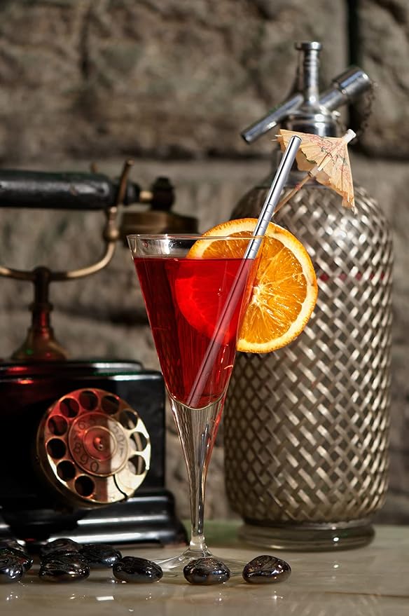 Cocktail Straws Short Stainless Steel Straw 6 Inch, Reusable Metal Small Mini Bar Drinking Straws Set with Cleaner Brush for Cocktails Rock Gin Glass Coffee Mason Jar Tumblers Juice Box, Silver 8 Pcs