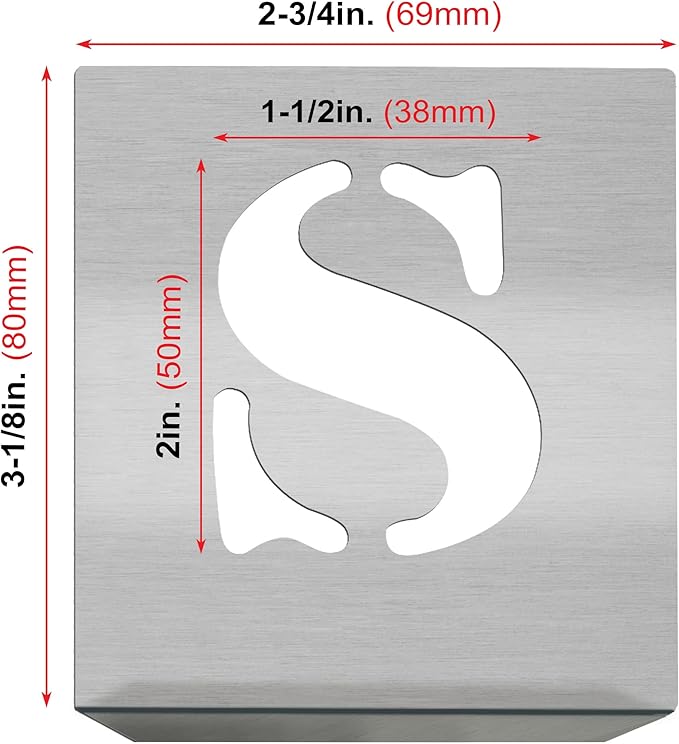 HAUTMEC Vintage Aluminum Letters Stencils, A to Z Aluminum Stencils & Holder, 2"(50mm) Letters, Shop Stencil, Advertising Stencilling, Craft-Printing, Reusable HD00001