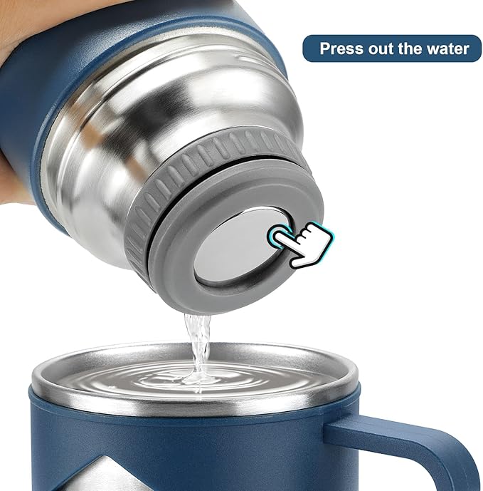 Stainless Steel Thermo 700ml/23.7oz Vacuum Insulated Bottle with Cup for Coffee Hot drink and Cold drink water flask.(Blue,Set)