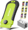 DIYSELF 1 Pack Razor Blade Scraper with 15 Extra Blades, Scraper Tool for Cleaning Window, Paint, Cooktop, Oven, Glass Stove Top Scraper, Razor Scraper with Buit-In Blade Storage (Green)