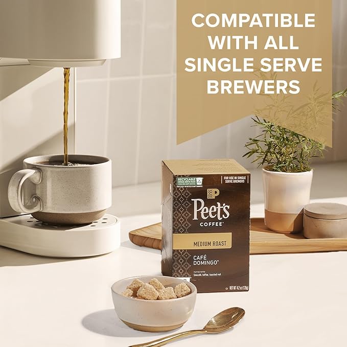 Peet's Coffee, Dark Roast Single Serve Coffee Pods - House Blend 88 Count (4 Boxes of 22 Pods)