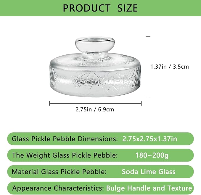 Artcome 10-Pack Glass Fermentation Weights with Easy Grip Handle and Unique Texture Design for Large Wide Mouth Mason Jars