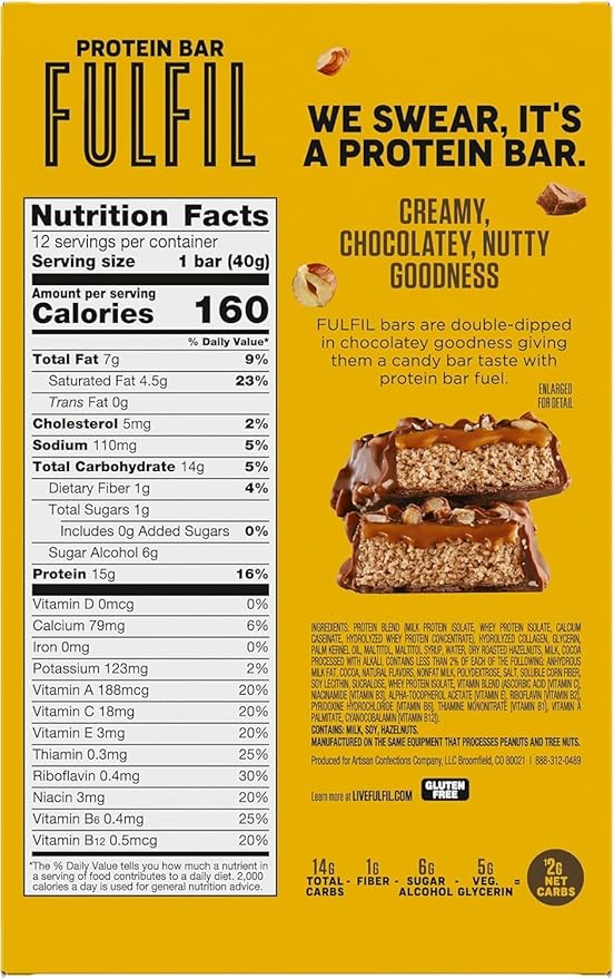 FULFIL Protein Snack Bars, Best Sellers Variety Pack, Gluten Free with 15g Protein, Pantry Staples, 12 Count