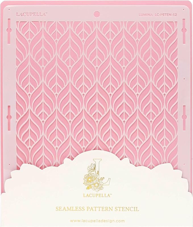 Cake Baking Stencil - Seamless Delicate Pattern for Decorating Tall Double Barrel Cake to Use with Buttercream, Royal Icing, Ganache, Paint, Airbrush (Lumina)
