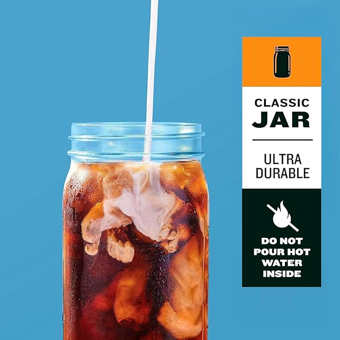 County Line Kitchen Glass Cold Brew Coffee Maker with Lid - Wide Mouth, 2 Quart (64 oz) - Heavy Duty, Leak Proof - Sun & Iced Tea Pitcher, Cold Brew Coffee, Breast Milk Storage, Water - Silver