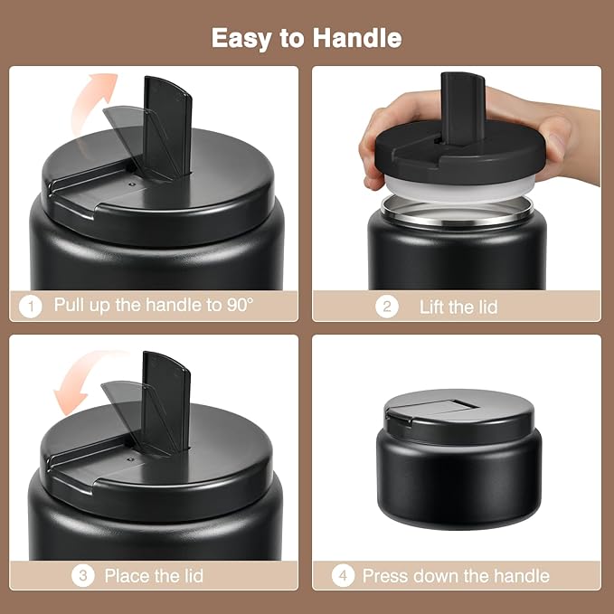 Coffee Canister, Premium Stainless Insulated Vacuum Steel Coffee Bean Storage Container Travel Jar, Kitchen Food Airtight Coffee Grounds Container for Tea, Sugar, Flour (13.5oz-Black)