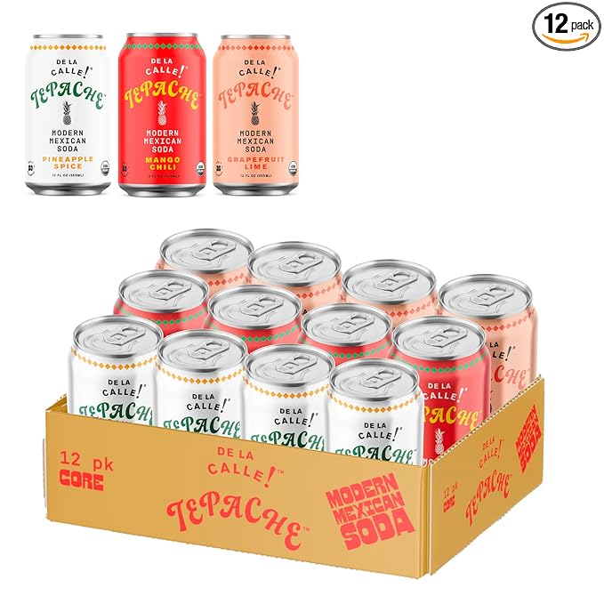 De La Calle Tepache - Naturally Fermented Pineapple Beverage, Antioxidant Rich, Certified Organic, Fermented, Low Sugar (Core Variety Pack) - Sparkling Juice - 12-Pack