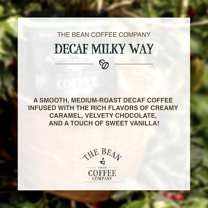 The Bean Organic Coffee Company Water Processed DECAF Milky Way, Medium Roast, Whole Bean Coffee, 16-Ounce Bags (Pack of 2)