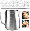 Milk Frothing Pitcher Steaming Pitchers Stainless Steel Milk/Coffee/Latte/Cappuccino Steam Pitchers Milk Jug Cup (600ml/20oz Set)