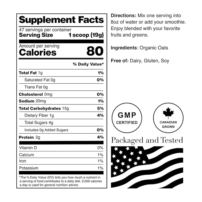 NorCal Organic Oat Milk Powder - 2lbs Bulk | 100% Vegan, UNFLAVORED | Pure Organic Oats from Canadian Farms