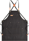Canvas Aprons for Men Chef Apron, Work Apron with Large Pockets - 16oz Heavy Duty Cross Back, BBQ, Cooking