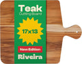 Riveira Teak Wood Cutting Board – Gourmet Teak Grandeur: 17 x 13 Wooden Cutting Board – Natural Wooden Cutting Boards For Kitchen Decorative – Innovative Juice Grooves Teak Wooden Chopping Board