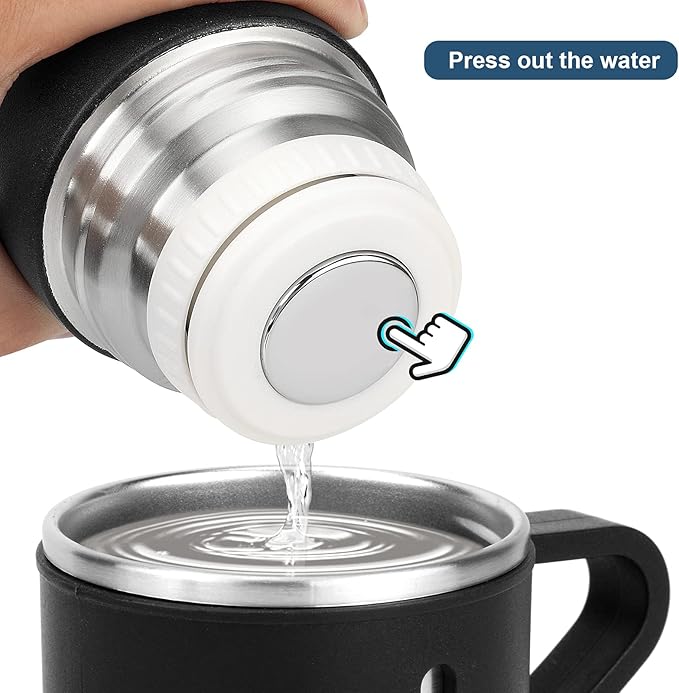 Stainless Steel Thermo 500ml/16.9oz Vacuum Insulated Bottle with Cup for Coffee Hot drink and Cold drink water flask.(Black,Single)