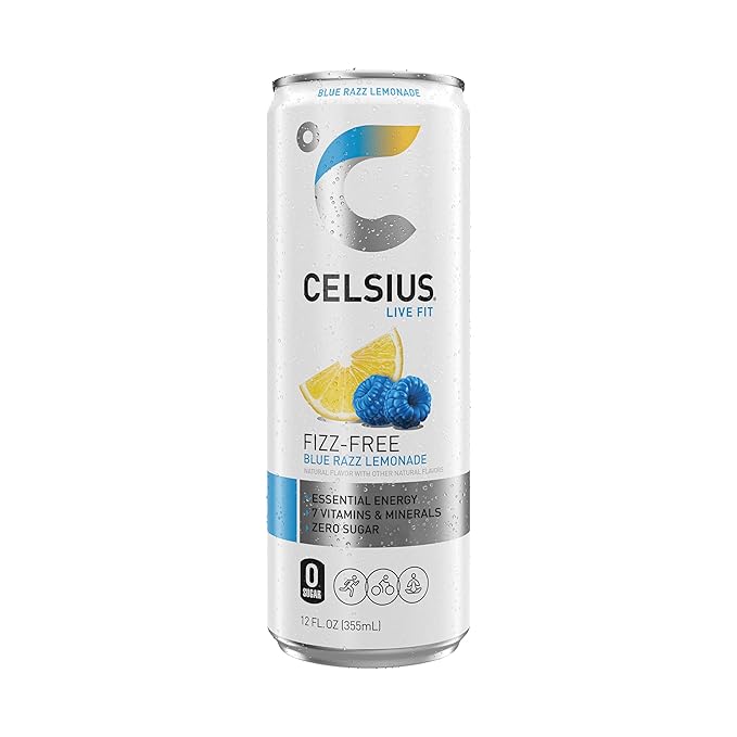 CELSIUS Fizz Free Blue Razz Lemonade, Sugar Free Energy Drink, 12 Fl Oz (Pack of 12)