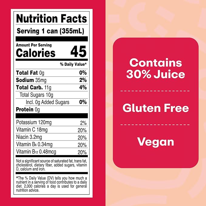 WellWithAll Fruit Punch Energy Drink – Caffeine from Tea – With Vitamin C – Lightly Sparkling Beverage – Fruit & Veggie Juice Blend – 12 Oz (Pack of 12)