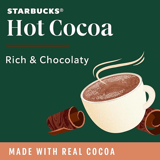 Starbucks Coffee K-Cup Pods, Naturally Flavored Hot Cocoa For Keurig Coffee Makers, 6 Boxes (60 Pods Total)