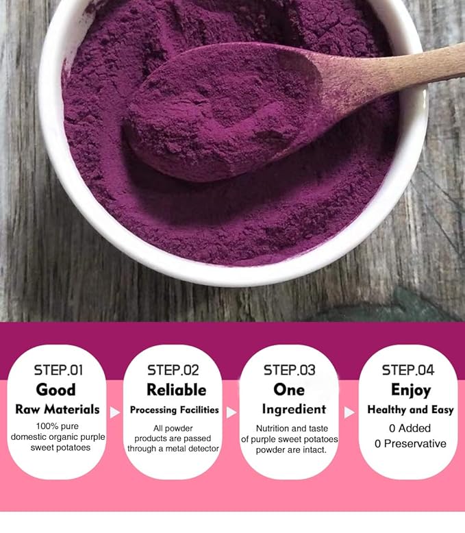 Orgnisulmte Purple Sweet Potato Powder 4.23 Oz, 100% Pure Natural Premium Purple Yam Powder for Food Coloring 120g
