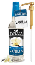Syruvia Sugar Free Coffee Syrup, Vanilla Flavored Syrup for Drinks, Lattes, and Desserts – 25.4 fl oz, With Pump
