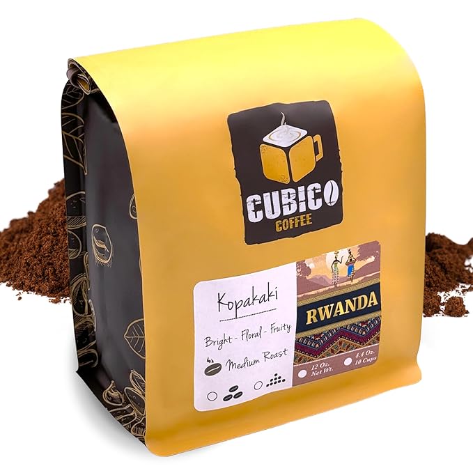 Rwandan Coffee, Ground Coffee, Premium Rwanda Kopakaki Single Origin Fresh Roasted Ground Coffee | Cubico Coffee | 12 Ounce Bag