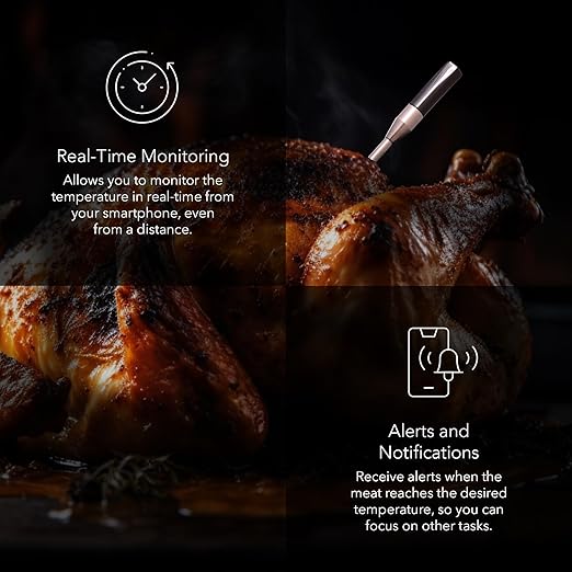Charm Smart Wireless Meat Thermometer 1000°F Open Flame Grilling - 500 ft Range Bluetooth Meat Thermometer for BBQ, Grill, and Smoker - Dual Temperature Sensors App-Controlled Food Thermometer