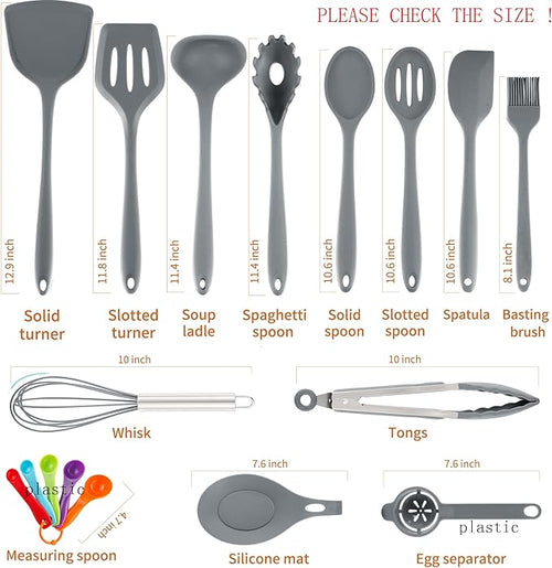 18 Pcs Cooking Utensils Set, Kitchen Utensils Set with Utensil Holder, 446°F Heat Resistant Silicone Spatula Set, Kitchen Gadgets Tools Set for Nonstick Cookware BPA FREE