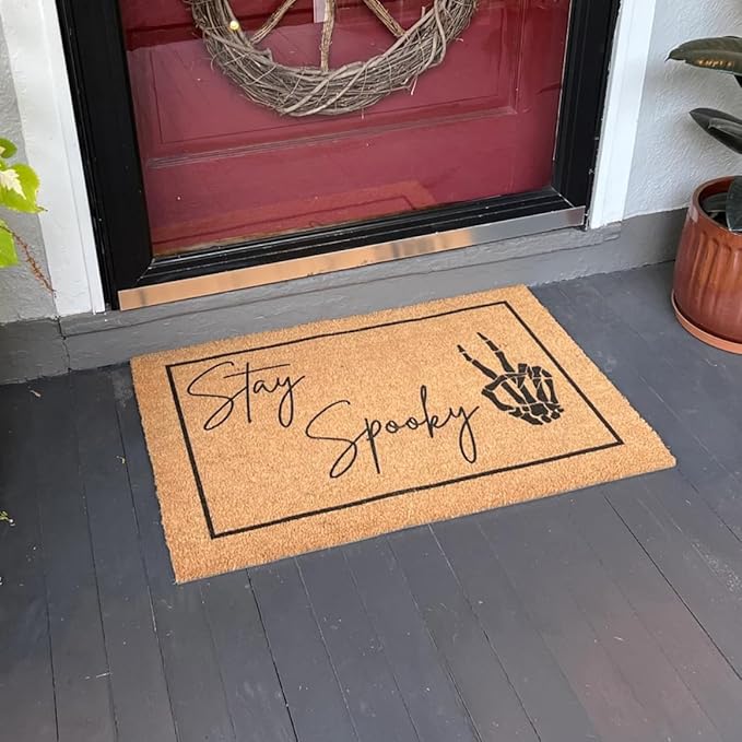 Halloween Stencils for Door Mats Welcome Ghost Stencil Reusable Stay Spooky Halloween Stencils for Painting on Wood Sign Doormats Fabrics DIY Crafts Decor