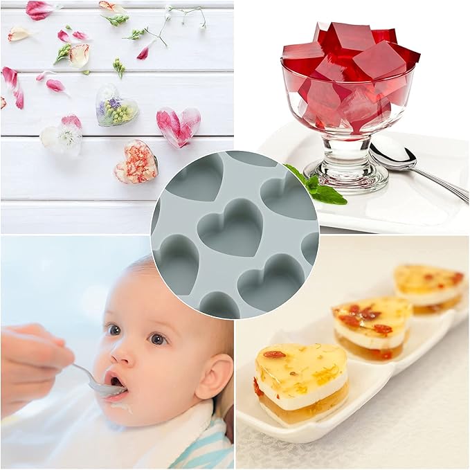 Heart Shaped Ice Cube Trays with Lid, Chocolate Mold, Easy Release Ice Trays, 21-Cavity Silicone Heart Molds for Ice Cubes, Gelatine, Baking and Candy