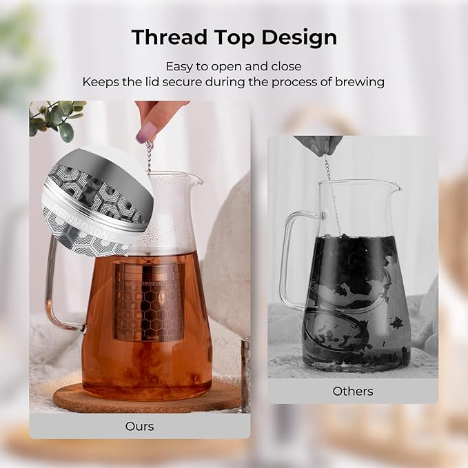 Reinmoson Large Tea Infuser for Loose Tea & Spice Infuser for Cooking, Extra Fine Mesh Tea Strainers, 304 Stainless Steel Loose Leaf Tea Steeper for Black Tea, Rooibos, etc