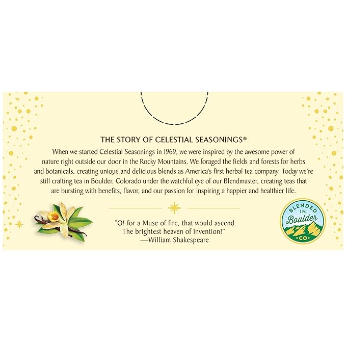Celestial Seasonings Herbal Tea, Fireside Vanilla Spice, Caffeine Free, 20 Tea Bags (Pack of 6)