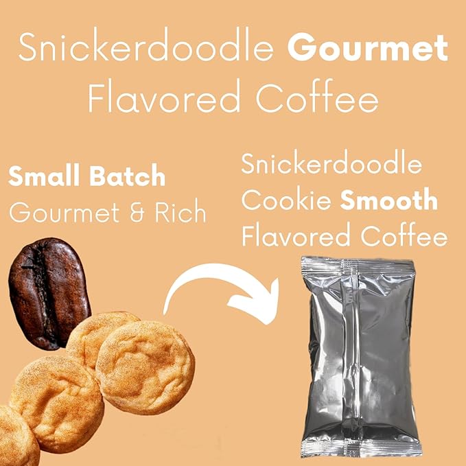 Sarasota Coffee Ground Packets | Gourmet Flavored Medium Roast Bulk Coffee Packs | Snickerdoodle | Low Acid Mold Free Singles Individual Pouches for 12 Cup Coffee Maker | 2 Ounce Bags, 36 Count