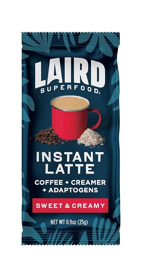 Laird Superfood Instant Latte Sweet & Creamy, Non-Dairy, Superfood Creamer, Gluten Free, Non-GMO, Vegan, 15pk Sachets