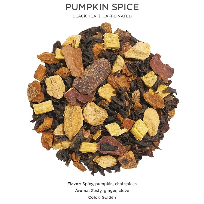 Tea Forte Pumpkin Spice Premium Loose Leaf Caffeinated Black Tea Blend Canister, Makes 35-50 Cups