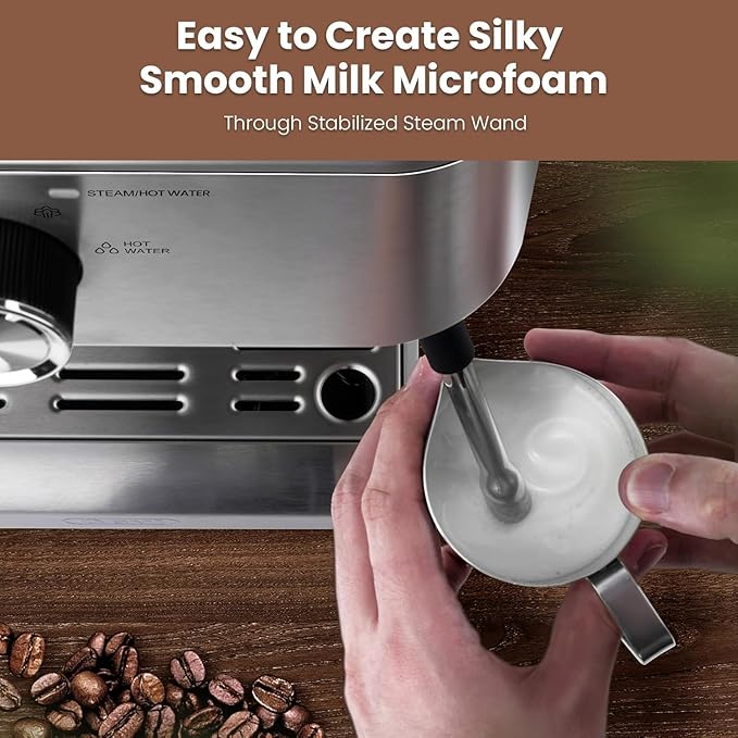 Gevi 58mm Commercial Grade Espresso Machine with PID Temp Control, Adjustable Shot/Temp, Powerful Steam Wand & Barista Kit - Ideal for Home & Café (EzBru 1000)