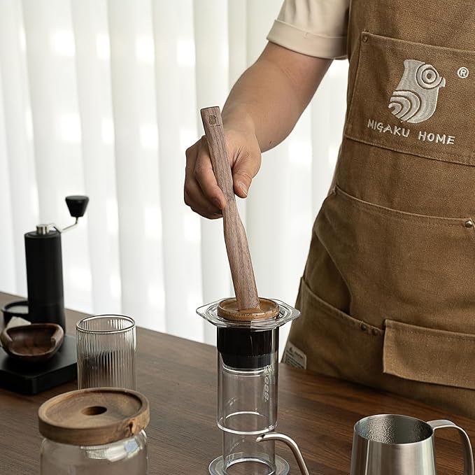 Black Walnut Coffee Stir Stick for Syphon Coffee Maker/Aeropress/French Press - 10" Wooden Coffee Brewer Accessory with Ergonomic Handle