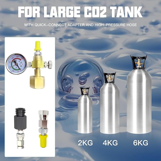 Soda Maker CO2 Tanks Adapter Hose with Big Pressure Gauge, Soda Co2 Fill Adapter Compatible with Fizzi Onetouch Jet Aqua Fizz Blue Cylinder Soda Machine(60 inch)