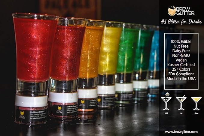 Blue Brew Glitter Edible Glitter for Drinks, Cocktails, Beer, Garnish Glitter & Beverages | Kosher & Halal Certified | 100% Edible & Food Grade | Vegan, Gluten, Nut Free (25g, Blue)