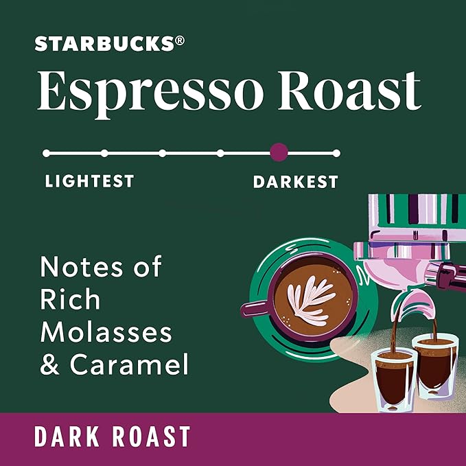Starbucks Ground Coffee—Dark Roast Coffee—Espresso Roast—100% Arabica—6 bags (18 oz each)