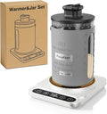 Sourdough Starter Warmer with Sourdough Starer Jar Set, Personalized 34oz Large Glass Fermentation Jar with Silicone Sleeve, Auto On/Off, 12H Timer – Ideal for Winter Home Baker White